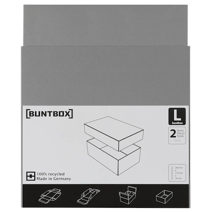 Artikelbild 4 für 2 BUNTBOX L Geschenkboxen 3,6 l grau 26,6 x 17,2 x 7,8 cm, Artikelnummer 303901