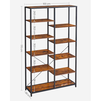 Artikelbild 6 für VASAGLE Bücherregal braun, schwarz 100,0 x 30,0 x 170,0 cm, Artikelnummer 289498