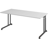 Artikelbild 1 für HAMMERBACHER ZS19 höhenverstellbarer Schreibtisch lichtgrau rechteckig, C-Fuß-Gestell grau 180,0 x 80,0 cm, Artikelnummer 992081