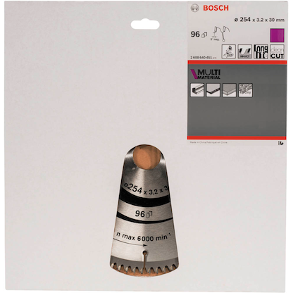 Artikelbild 2 für AKTION: BOSCH Multi Material Kreissägeblatt 254,0 mm, 96 Zähne mit Prämie nach Registrierung, Artikelnummer 452973