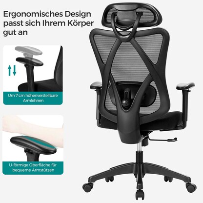 Artikelbild 11 für SONGMICS Bürostuhl, OBN063B01 Stoff schwarz, Gestell schwarz, Artikelnummer 262768