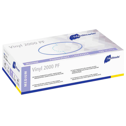 Artikelbild 2 für Meditrade® unisex Einmalhandschuhe Vinyl 2000 PF transparent Größe M, 100 St., Artikelnummer 241903