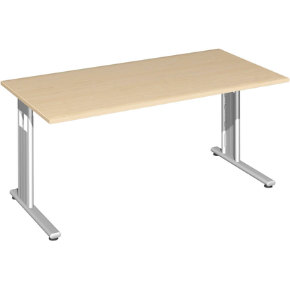 Artikelbild für geramöbel Flex Schreibtisch ahorn rechteckig, C-Fuß-Gestell silber 160,0 x 80,0 cm, Artikelnummer 881591