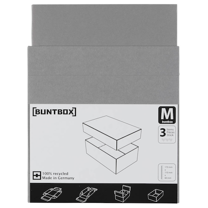 Artikelbild 5 für 3 BUNTBOX M Geschenkboxen 1,1 l grau 17,0 x 11,0 x 6,0 cm, Artikelnummer 303772