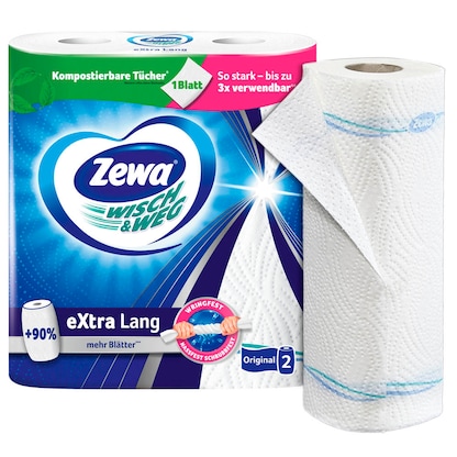 Artikelbild 13 für Zewa Küchenrollen WISCH&WEG eXtra Lang Original 2-lagig, 2 Rollen, Artikelnummer 929034