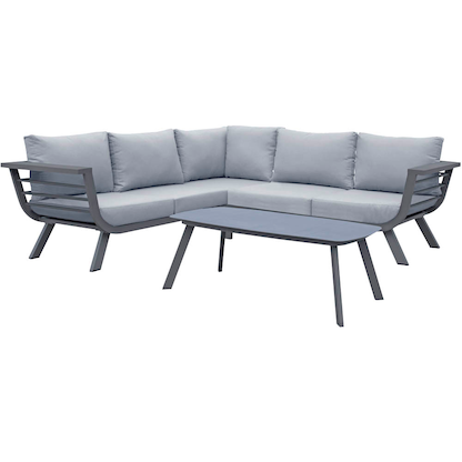 Artikelbild 9 für Garden Pleasure Loungegruppe AURELIA hellgrau, dunkelgrau Metall, 13-teilig, Artikelnummer 379984