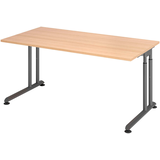 Artikelbild 1 für HAMMERBACHER ZS16 höhenverstellbarer Schreibtisch eiche rechteckig, C-Fuß-Gestell grau 160,0 x 80,0 cm, Artikelnummer 990743