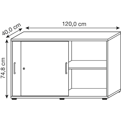 Artikelbild 2 für HAMMERBACHER Schiebetürenschrank 1752S, V1752S/3/3/BS ahorn 1 Fachboden 120,0 x 40,0 x 74,8 cm, Artikelnummer 993048