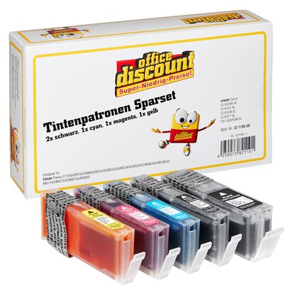 Artikelbild 14 für office discount schwarz, cyan, magenta, gelb Druckerpatronen kompatibel zu Canon PGI-550 XL BK, CLI-551 XL BK/C/M/Y, Artikelnummer 321195