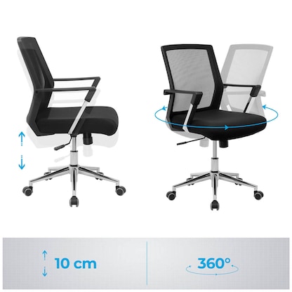 Artikelbild 9 für SONGMICS Bürostuhl, OBN83B Stoff schwarz, Gestell chrom, Artikelnummer 262179