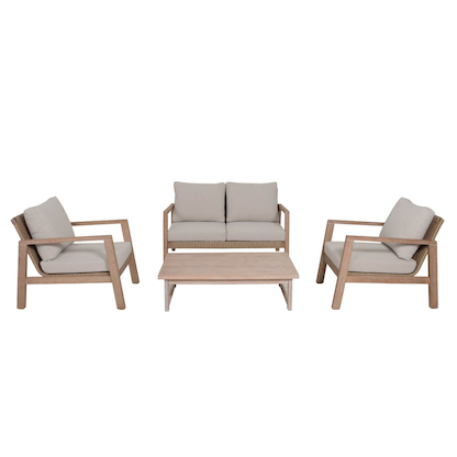 Artikelbild 2 für Garden Pleasure Loungegruppe SAN MATEO beige, braun Holz, 4-teilig, Artikelnummer 543961