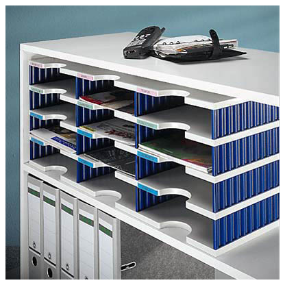 Artikelbild 2 für styro Sortierstation Styrodoc grau/blau mit 12 Fächer, Artikelnummer 435867