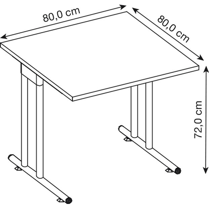 Artikelbild 2 für HAMMERBACHER NS08 Schreibtisch eiche quadratisch, C-Fuß-Gestell silber 80,0 x 80,0 cm, Artikelnummer 867731