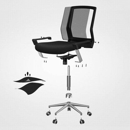 Artikelbild 11 für SONGMICS Bürostuhl, OBN83B Stoff schwarz, Gestell chrom, Artikelnummer 262179