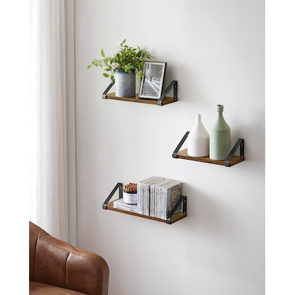 Artikelbild 2 für VASAGLE Wandregale-Set braun, schwarz 30,0 / 35,0 / 40,0 x 12,0 x 11,0 cm, Artikelnummer 262479