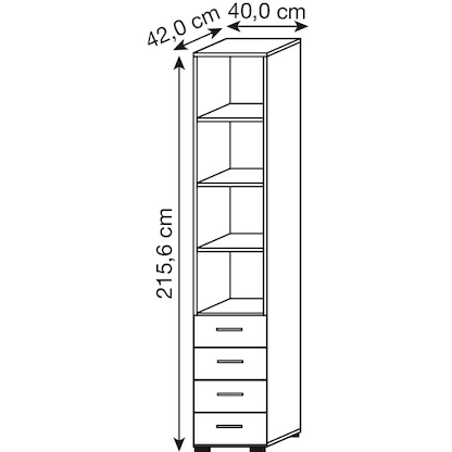 Artikelbild 3 für HAMMERBACHER Regalschrank 964S4, V964S4/G/6/BS grafit, buche 40,0 x 42,0 x 215,6 cm, Artikelnummer 380426