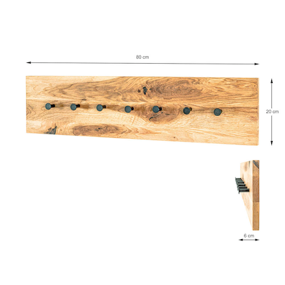 Artikelbild 3 für HAKU Möbel Wandgarderobe 22358 braun Holz 7 Haken 80,0 x 20,0 cm, Artikelnummer 551871