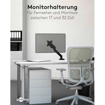 Artikelbild 2 für goobay Monitor-Halterung 58530 schwarz für 1 Monitor, Tischbohrung, Tischklemme, Artikelnummer 557247