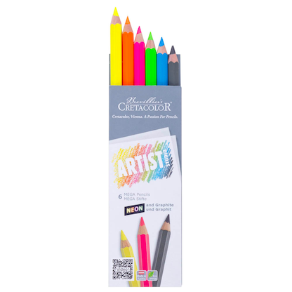 Artikelbild 22 für Brevillier's CRETACOLOR Artist Studio MEGA Neon + Graphit Buntstifte farbsortiert, 6 St., Artikelnummer 883525