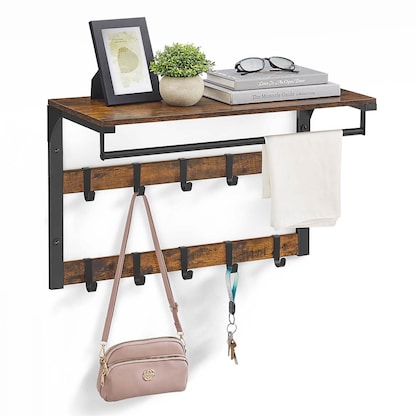 Artikelbild 2 für VASAGLE Wandgarderobe braun Holz 10 Haken 65,0 x 42,0 cm, Artikelnummer 289866