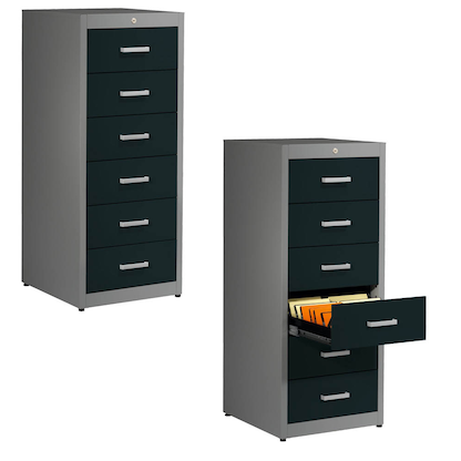 Artikelbild 4 für mauser client entry Karteischrank alu, anthrazitgrau 6 Schubladen 55,2 x 60,0 x 135,0 cm, Artikelnummer 259453