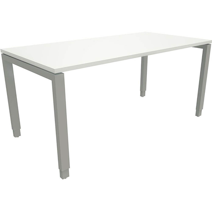 Artikelbild für fm Sidney höhenverstellbarer Schreibtisch weiß rechteckig, 4-Fuß-Gestell Quadratrohr silber 160,0 x 80,0 cm, Artikelnummer 136113