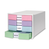 Artikelbild 1 für HAN Schubladenbox IMPULS rosa, lila, blau, grün 1012-129, DIN A4 mit 4 Schubladen, Artikelnummer 372346
