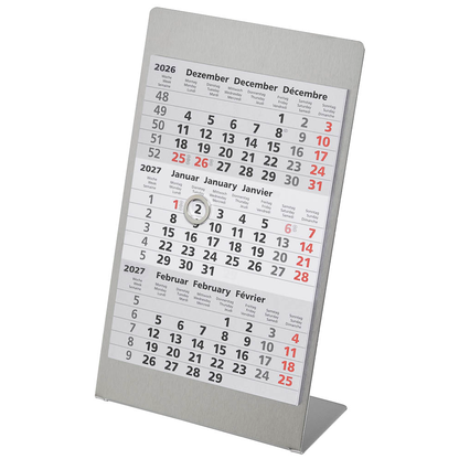 Artikelbild 3 für Tischkalender Edelstahl 2026/2027 silber matt, Artikelnummer 547937