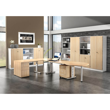 Artikelbild 5 für HAMMERBACHER Regalschrank Gradeo, V7300/W/E/RE weiß, eiche 80,0 x 42,0 x 200,4 cm, Artikelnummer 628329