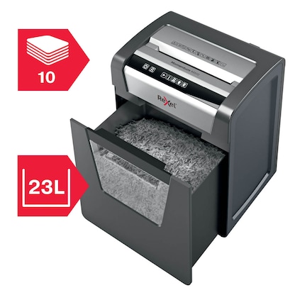 Artikelbild 9 für Rexel Momentum M510 Aktenvernichter mit Partikelschnitt P-5, 2 x 15 mm, bis 10 Blatt, schwarz, Artikelnummer 643751