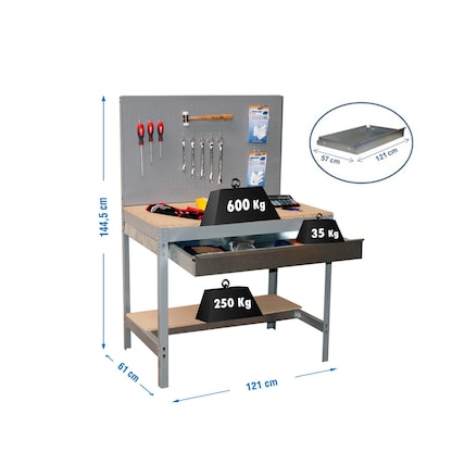 Artikelbild 2 für Simonrack Werkbank SIMONWORK BT2 BOX grau 1 Schublade 121,0 x 61,0 x 144,5 cm, Artikelnummer 359279