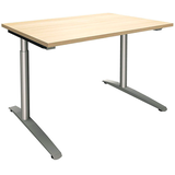 Artikelbild 1 für fm Sidney höhenverstellbarer Schreibtisch königsahorn rechteckig, C-Fuß-Gestell Rundrohr silber 120,0 x 80,0 cm, Artikelnummer 270062
