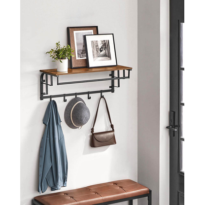 Artikelbild 2 für VASAGLE Wandgarderobe braun Holz 5 Haken 80,0 x 27,0 cm, Artikelnummer 289888