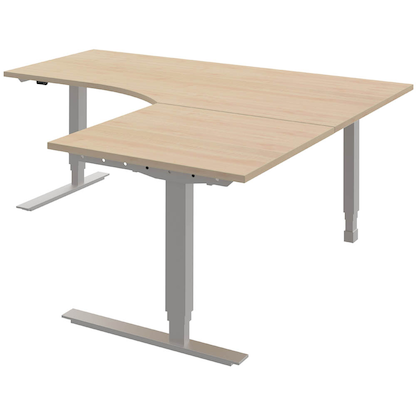 Artikelbild 23 für röhr Techno elektrisch höhenverstellbarer Schreibtisch ahorn L-Form, C-Fuß-Gestell silber 180,0 x 80,0/100,0 cm, Artikelnummer 419349