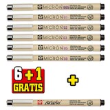 Artikelbild 1 für 6 + 1 GRATIS: Sakura Pigma Micron Fineliner-Set schwarz, 6 St. + GRATIS Brush-Pen, Artikelnummer 711487