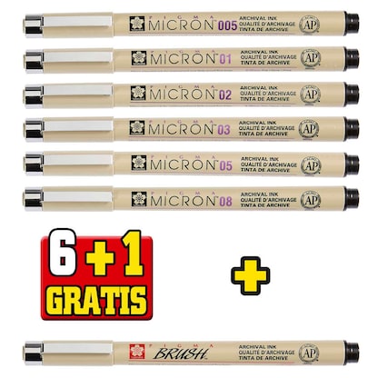 Artikelbild 15 für 6 + 1 GRATIS: Sakura Pigma Micron Fineliner-Set schwarz, 6 St. + GRATIS Brush-Pen, Artikelnummer 711487