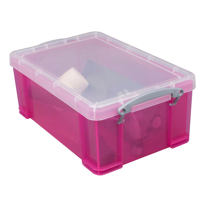 Artikelbild 4 für Really Useful Box Aufbewahrungsbox 9,0 l transparent, pink 39,5 x 25,5 x 15,5 cm, Artikelnummer 305401