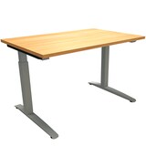 Artikelbild 1 für fm Sidney höhenverstellbarer Schreibtisch buche rechteckig, C-Fuß-Gestell Quadratrohr silber 120,0 x 80,0 cm, Artikelnummer 270122