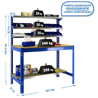 Artikelbild 2 für Simonrack Werkbank SIMONWORK BT1 1200 blau 121,0 x 61,0 x 144,5 cm, Artikelnummer 786253