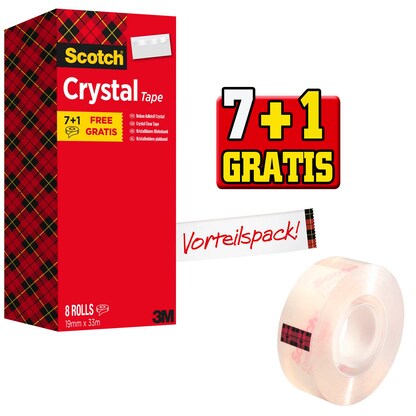 Artikelbild 13 für 7 + 1 GRATIS: Scotch Crystal Klebefilm kristall-klar 19,0 mm x 33,0 m 7 Rollen + GRATIS 1 Rollen, Artikelnummer 523264