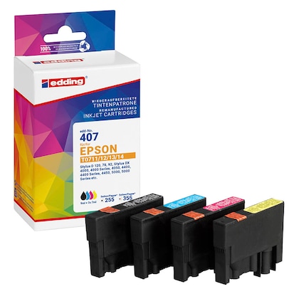 Artikelbild 1 für edding EDD-407 schwarz, cyan, magenta, gelb Druckerpatronen kompatibel zu EPSON T0715, 4er-Set, Artikelnummer 128231