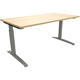 Artikelbild 1 für fm Sidney höhenverstellbarer Schreibtisch königsahorn rechteckig, C-Fuß-Gestell Quadratrohr silber 160,0 x 80,0 cm, Artikelnummer 136222