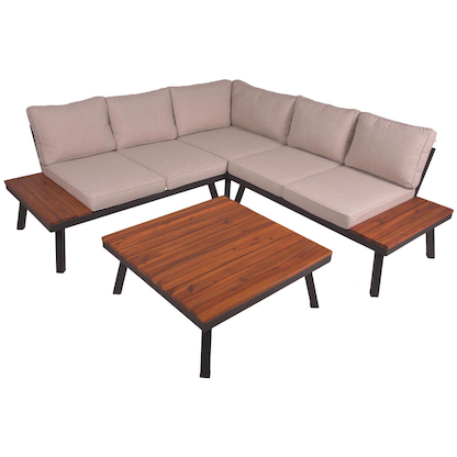 Artikelbild 6 für Garden Pleasure Loungegruppe THERESA beige, schwarz Holz, Metall, 15-teilig, Artikelnummer 897623