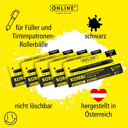 Artikelbild 5 für ONLINE® Kombi Tintenpatronen für Füller schwarz 25 St., Artikelnummer 617359