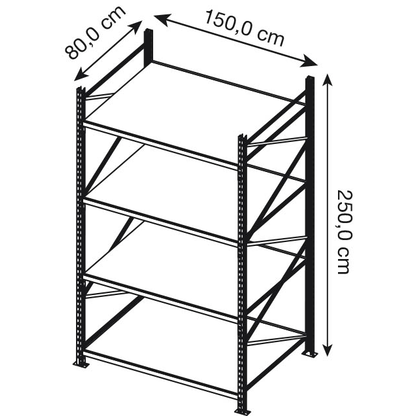 Artikelbild 2 für Manorga Schwerlast-Weitspannregal EPSIVOL ARZ2515804DAOM014 lichtgrau, graphitgrau 150,0 x 80,0 x 250,0 cm, Artikelnummer 884714