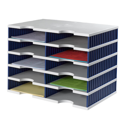 Artikelbild 2 für styro Sortierstation Styrodoc grau/blau mit 10 Fächer, Artikelnummer 444927
