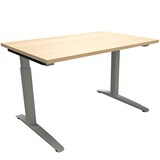 Artikelbild 1 für fm Sidney höhenverstellbarer Schreibtisch königsahorn rechteckig, C-Fuß-Gestell Quadratrohr silber 120,0 x 80,0 cm, Artikelnummer 270201