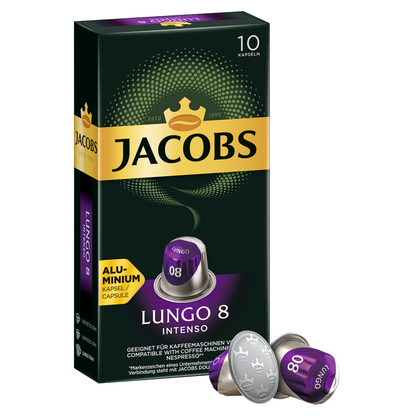 Artikelbild 11 für JACOBS LUNGO INTENSO Kaffeekapseln, Arabica- und Robustabohnen kräftig, 10 Portionen, Artikelnummer 340947
