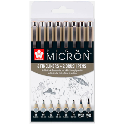 Artikelbild 10 für Sakura Pigma Micron Fineliner-Set farbsortiert 0,25 + 0,45 + 0,60 mm, 8 St., Artikelnummer 937307