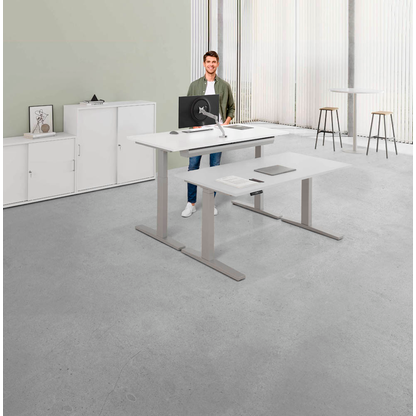 Artikelbild 8 für HAMMERBACHER XMKA19 elektrisch höhenverstellbarer Schreibtisch lichtgrau rechteckig, C-Fuß-Gestell silber 180,0 x 80,0 cm, Artikelnummer 837950